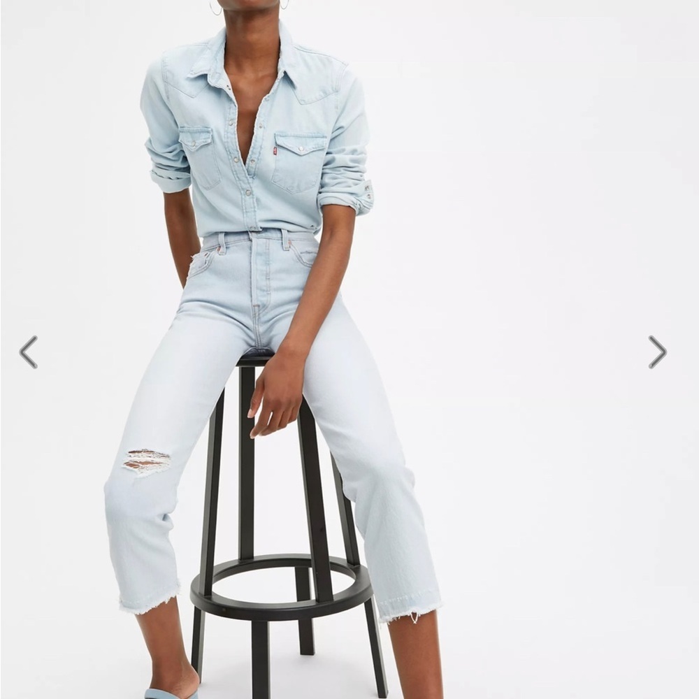 NWT LEVI’S 501 ORIGINAL STRETCH CROPPED WOMEN'S JEANS SZ 33 - Picture 2 of 4